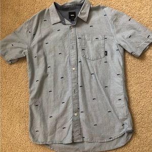 Vans button up shirt with skateboards